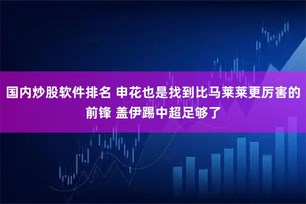 国内炒股软件排名 申花也是找到比马莱莱更厉害的前锋 盖伊踢中超足够了